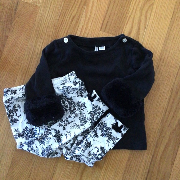 Janie and Jack faux fur top and pant set - Picture 1 of 3